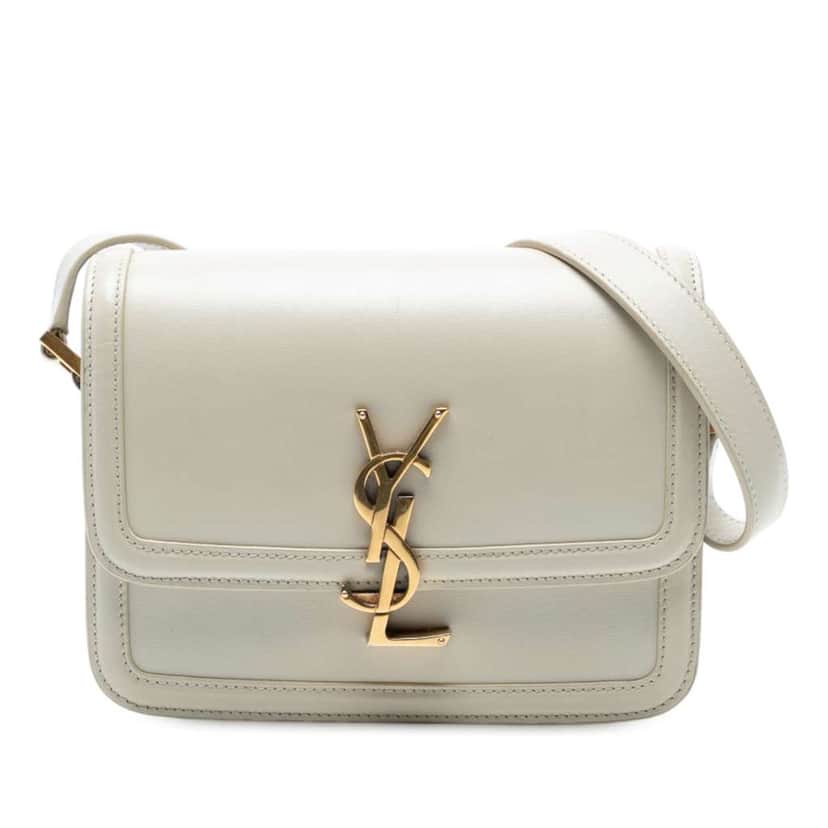 Saint Laurent Small Calfskin Solferino Satchel In Box White Leather Good condition - Front View