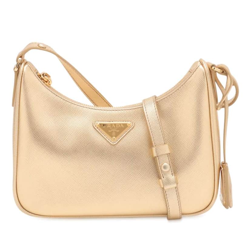 Prada Mini Metallic Saffiano Lux Re Edition Bag Gold Leather Good condition - Front View