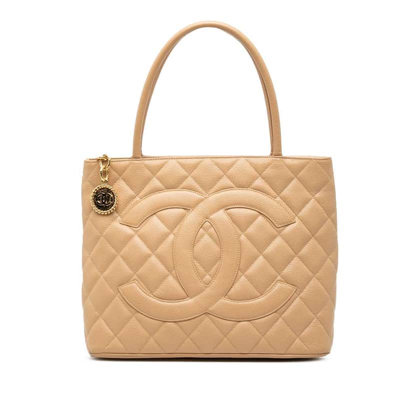 Chanel Caviar Medallion Tote Brown Leather Good condition - Front View