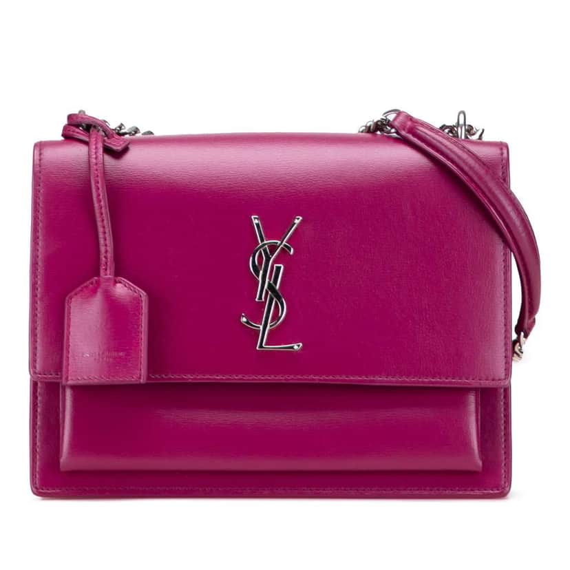 Saint Laurent Medium Leather Monogram Sunset Crossbody Purple Leather Good condition - Front View