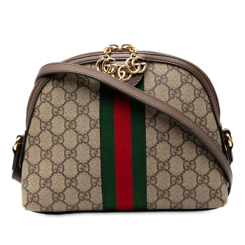 Gucci Small GG Supreme Ophidia Dome Crossbody Brown Canvas Good condition - Front View