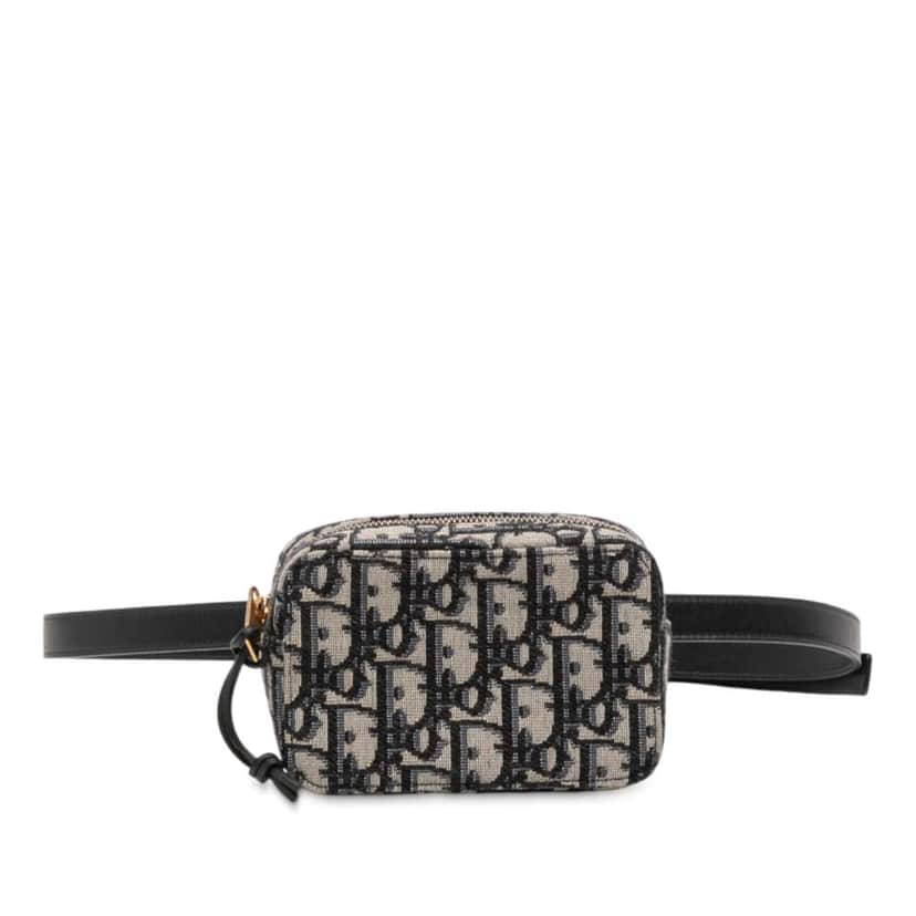 Dior Oblique Canvas Belt Pouch Blue Canvas Good condition - Front View