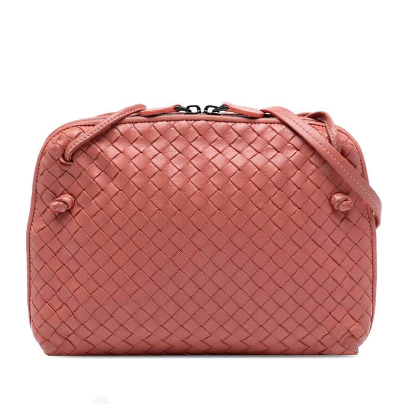 Bottega Veneta Nappa Intrecciato Nodini Crossbody Pink Leather Good condition - Front View