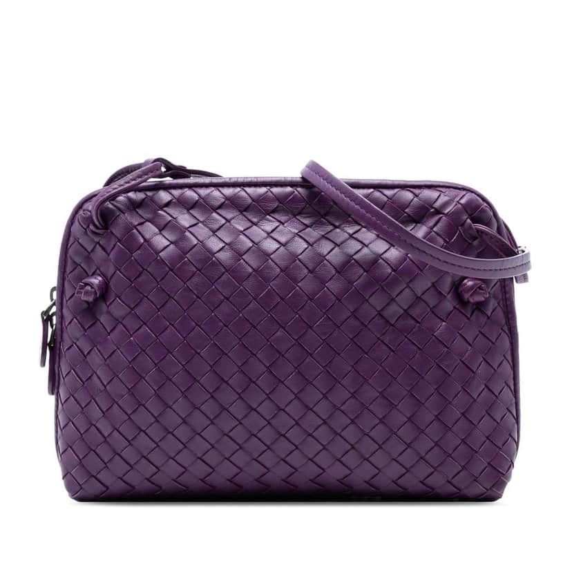 Bottega Veneta Nappa Intrecciato Nodini Crossbody Purple Leather Good condition - Front View