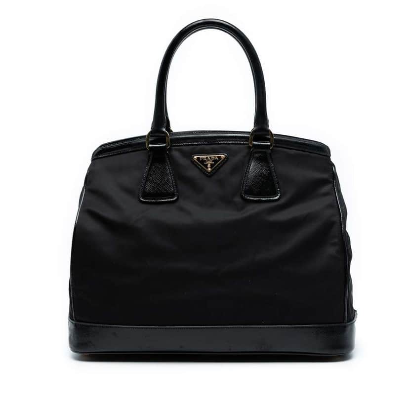 Prada Saffiano Vernice Trimmed Tessuto Parabole Tote Black Good condition - Front View