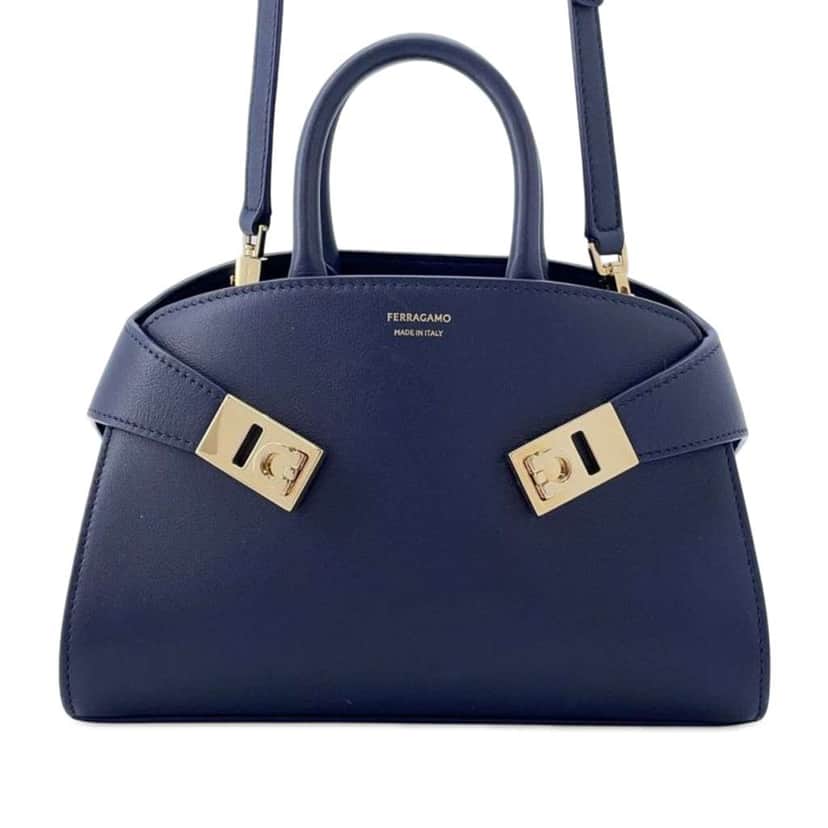 Salvatore Ferragamo Calfskin Hug Satchel XS Blue Leather Good condition - Front View