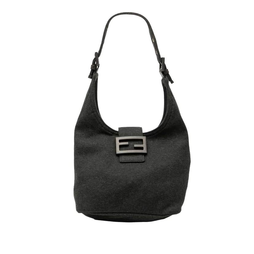 Fendi Cotton Shoulder Bag Grey Cotton Good condition - Front View