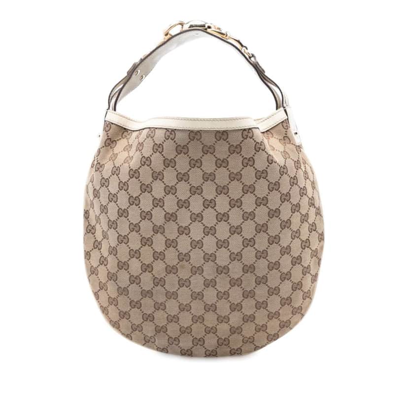 Gucci Large GG Canvas Wave Horsebit Hobo Brown Canvas Good condition - Front View
