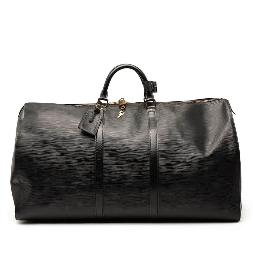 Louis Vuitton Epi Keepall 60 Black Leather Good condition - Front View