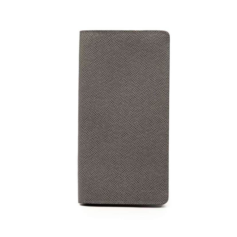 Louis Vuitton Taiga Brazza Wallet Grey Leather Good condition - Front View