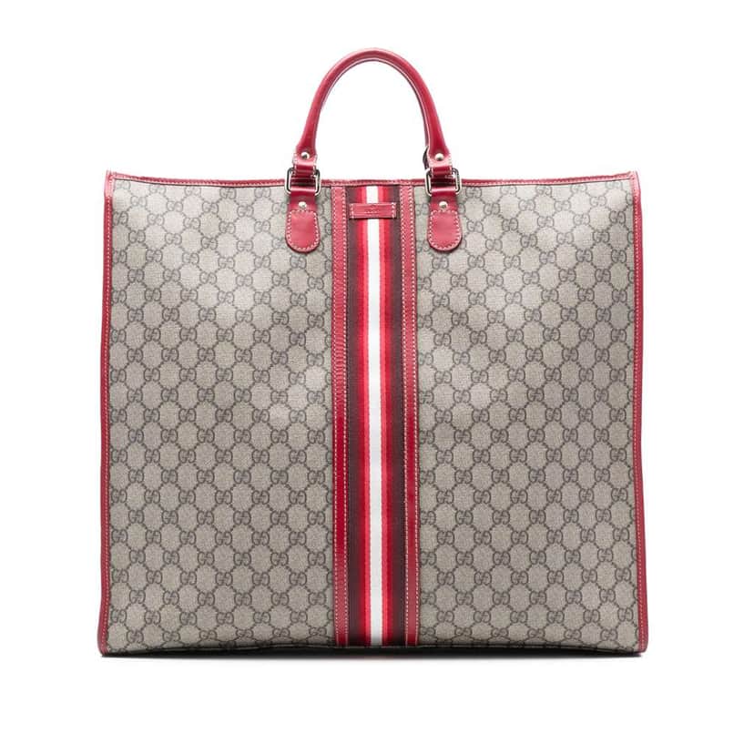 Gucci GG Supreme Web Tote Brown Canvas Good condition - Front View