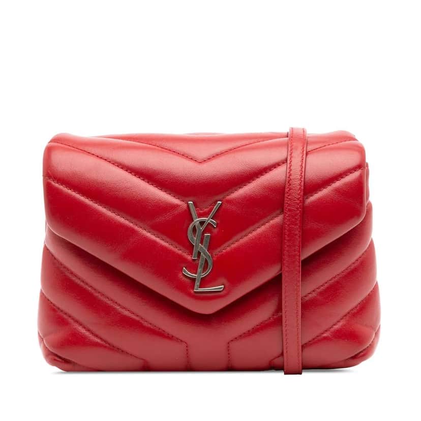 Saint Laurent Toy Matelasse Leather Monogram LouLou Crossbody Red Leather Good condition - Front View