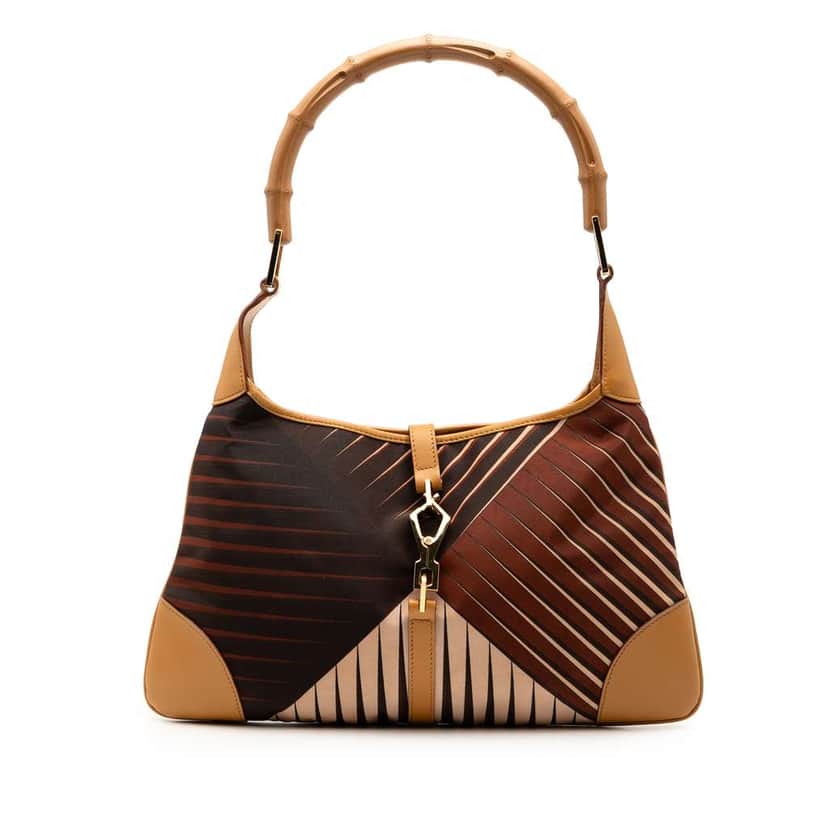 Gucci Satin Bamboo Jackie Hobo Brown Satin Good condition - Front View