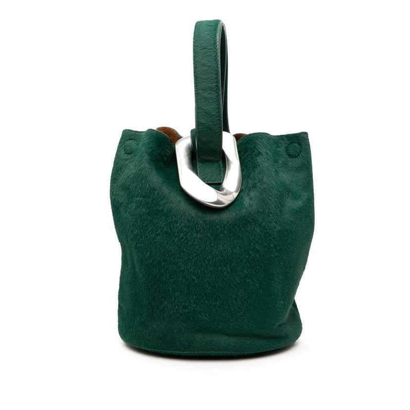 Bottega Veneta Small Pony Hair Drop Bucket Bag Green Good condition - Front View