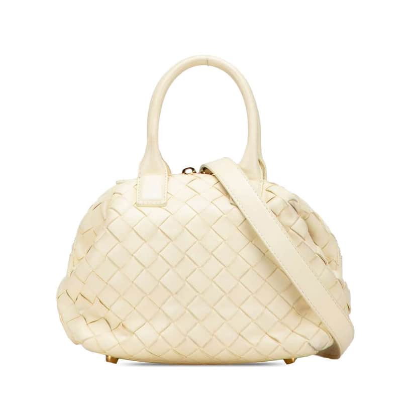 Bottega Veneta Mini Nappa Intrecciato Bauletto Satchel Yellow Leather Good condition - Front View