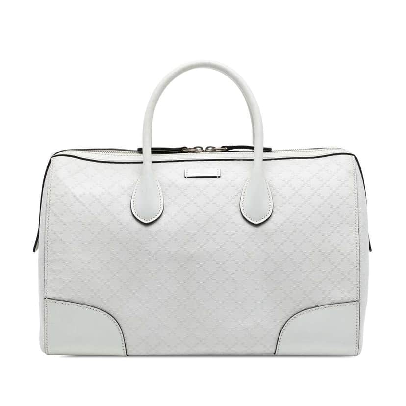 Gucci Medium Diamante Leather Boston Bag White Leather Good condition - Front View