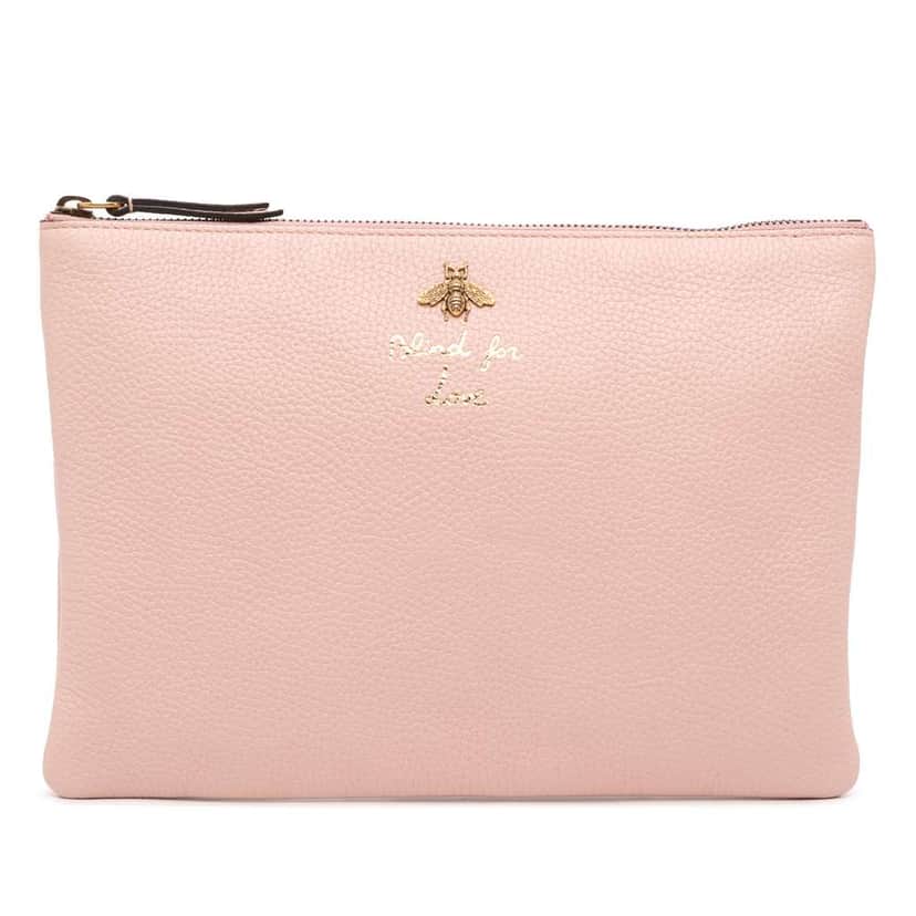 Gucci Leather Blind For Love Clutch Pink Leather Good condition - Front View