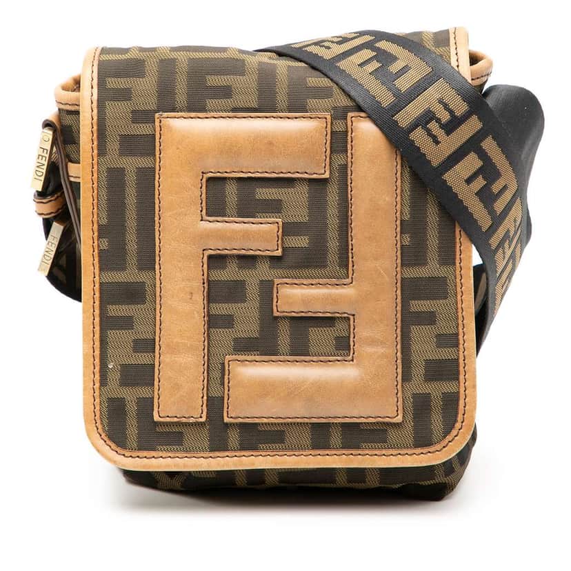 Fendi Mini FF Zucca Canvas Crossbody Brown Canvas Very good condition - Front View