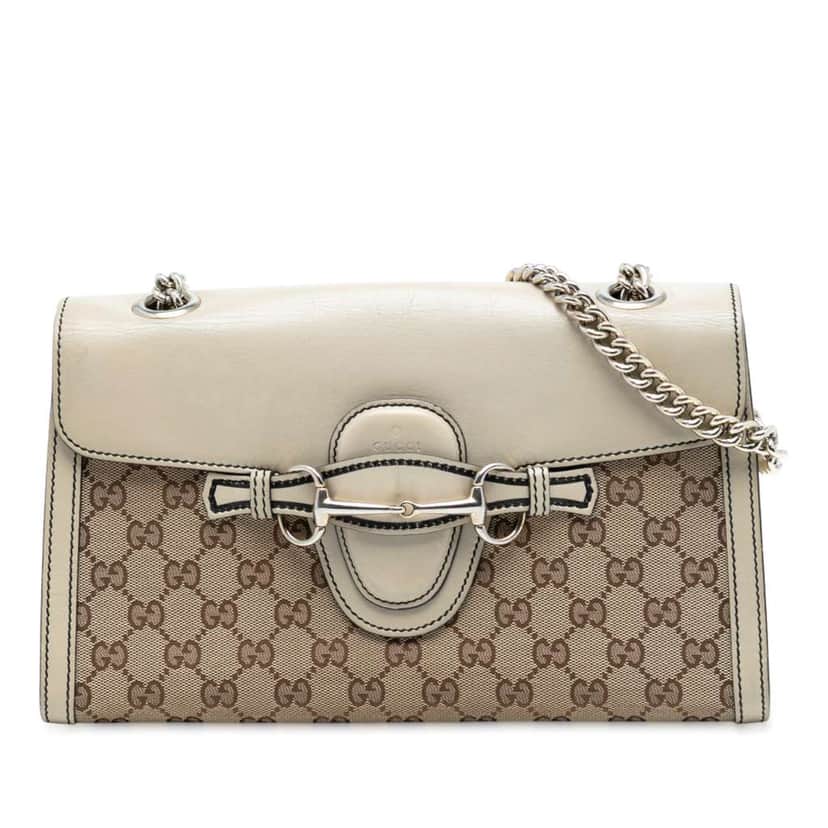 Gucci Medium GG Canvas Emily Shoulder Bag Brown Canvas Good condition - Front View
