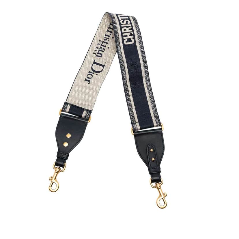 Dior Canvas Logo Embroidered Shoulder Strap Blue Canvas Good condition - Front View