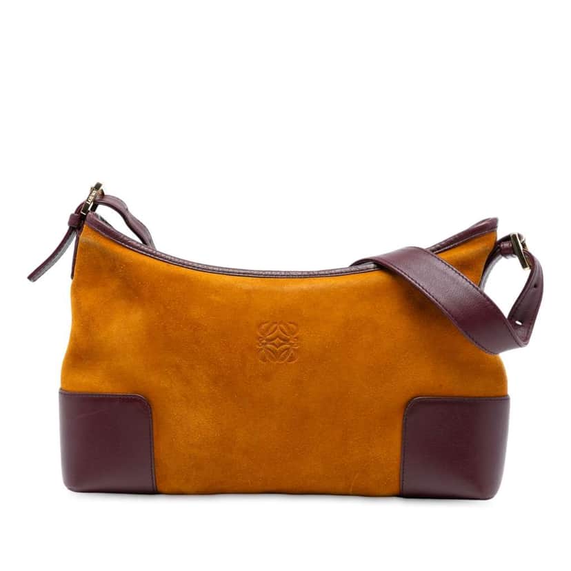 Loewe Anagram Suede Shoulder Bag Orange Leather Good condition - Front View