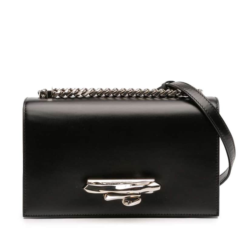 Alexander Mcqueen Mini Leather Sculptural Four Ring Crossbody Black Leather Good condition - Front View