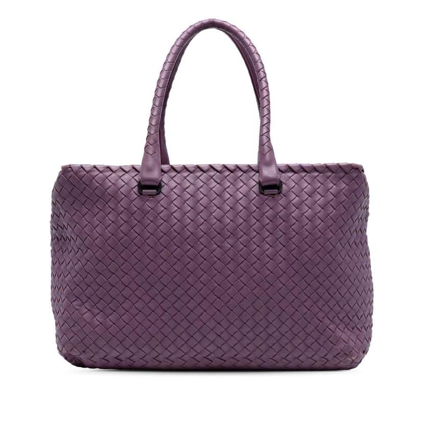 Bottega Veneta Nappa Intrecciato Brick Tote Purple Leather Good condition - Front View