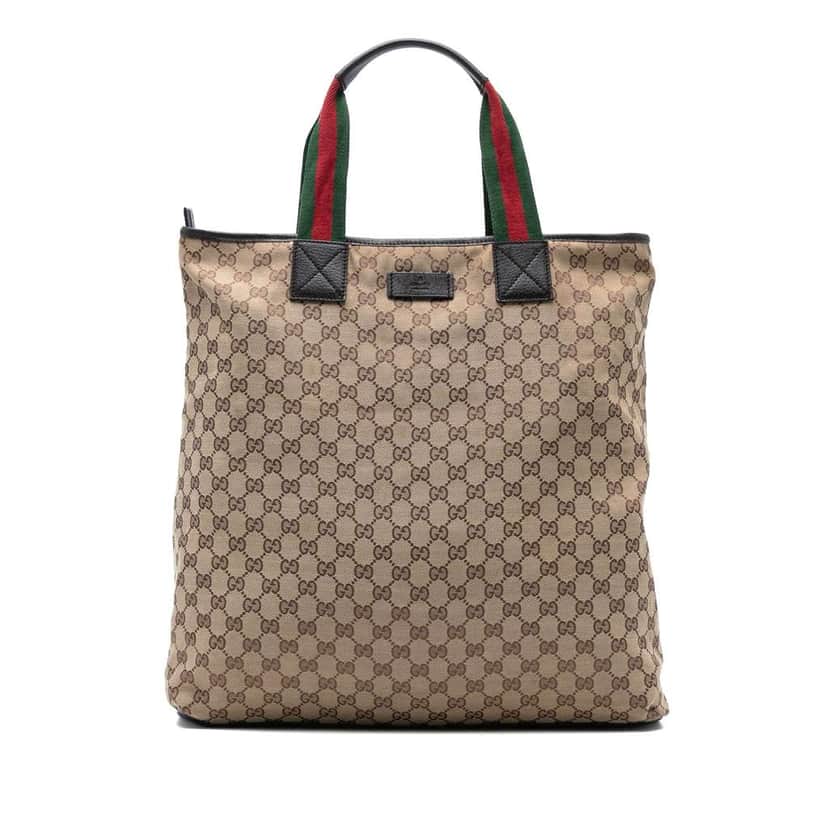 Gucci GG Canvas Web Tote Brown Canvas Good condition - Front View