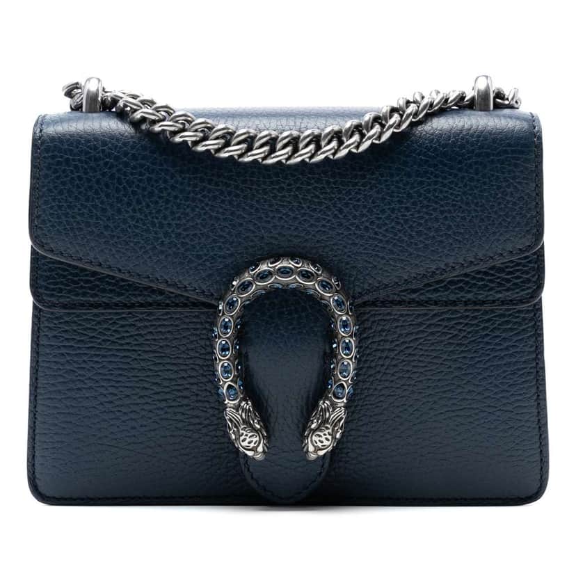 Gucci Small Leather Dionysus Crossbody Blue Leather Good condition - Front View