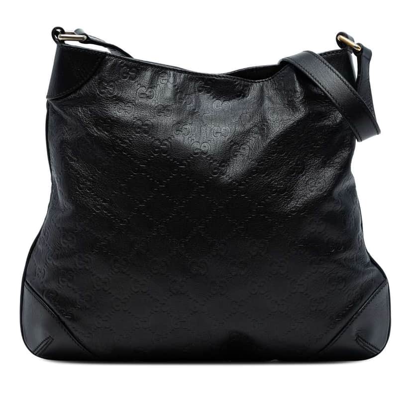 Gucci Guccissima Shoulder Bag Black Leather Good condition - Front View