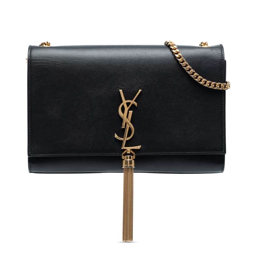 Saint Laurent Medium Smooth Calfskin Classic Monogram Kate Tassel Crossbody Black Leather Good condition - Front View