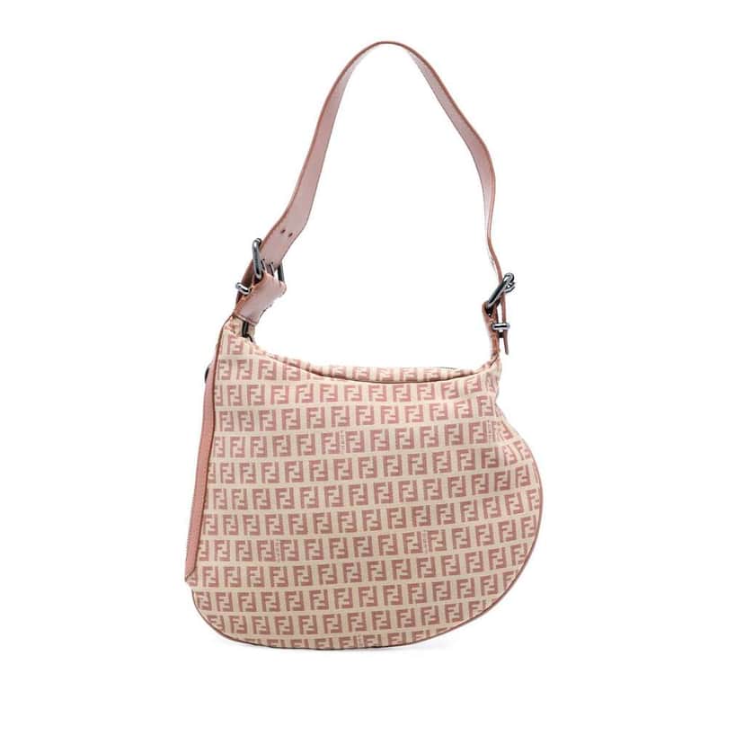 Fendi Zucchino Canvas Oyster Hobo Brown Canvas Good condition - Front View