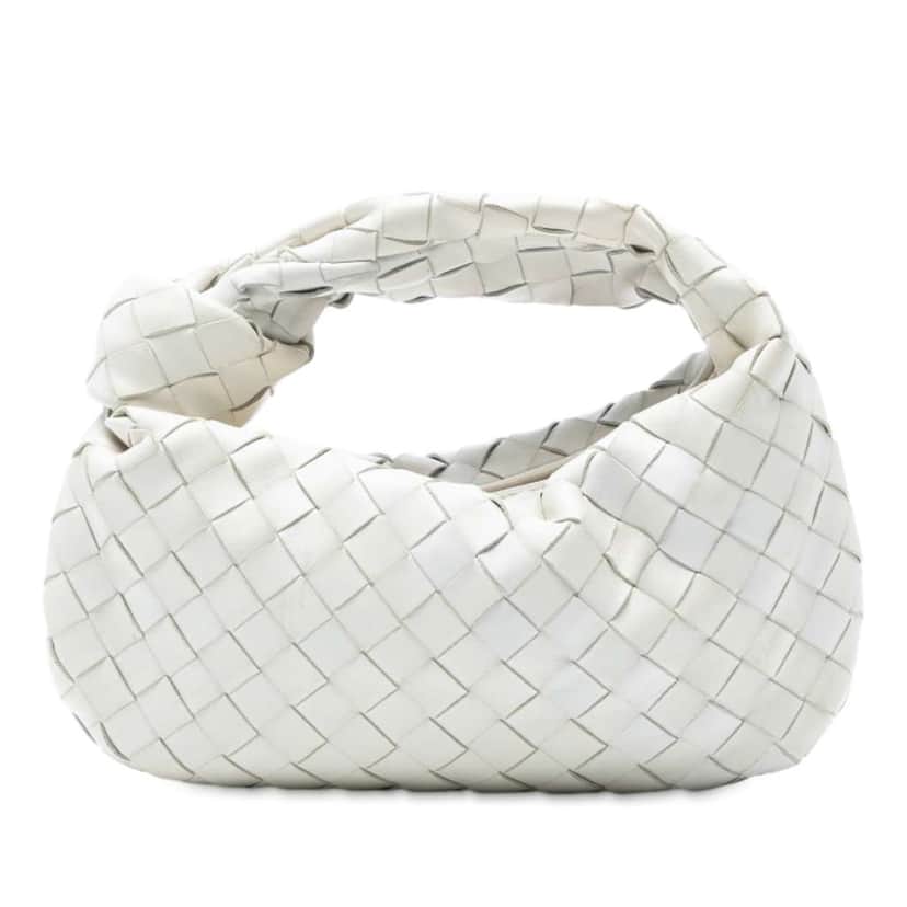 Bottega Veneta Mini Nappa Intrecciato Jodie White Leather Good condition - Front View