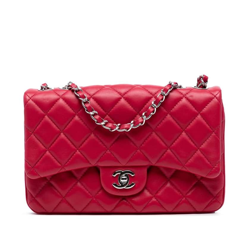 Chanel Medium Quilted Lambskin 3 Accordion Flap Pink Leather Good condition - Front View