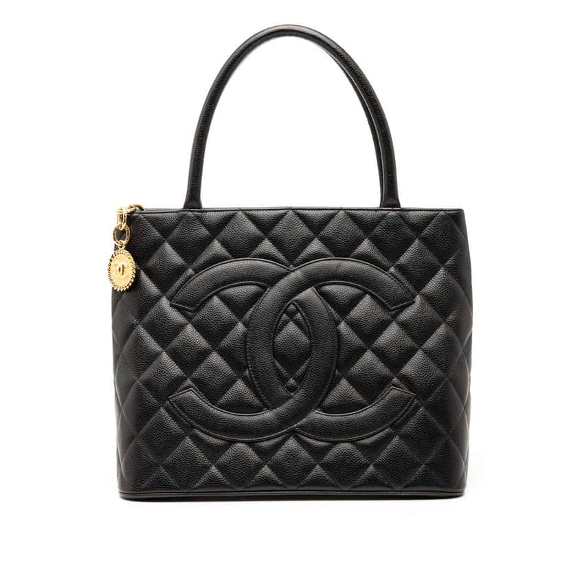 Chanel Caviar Medallion Tote Black Leather Good condition - Front View