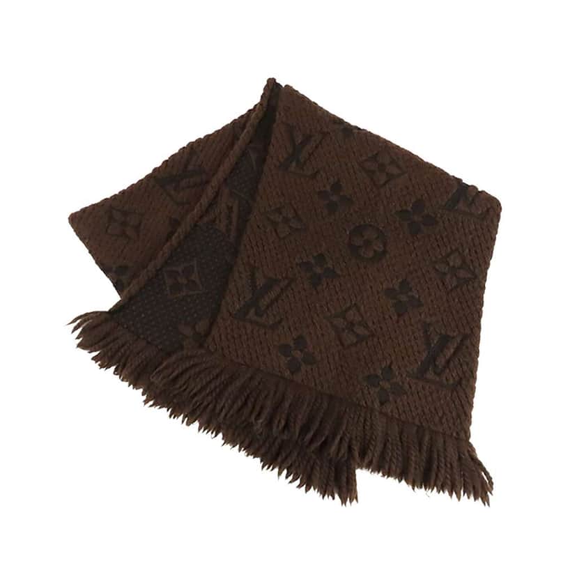 Louis Vuitton Monogram Echarpe Logomania Wool and Silk Scarf Brown Wool Good condition - Front View