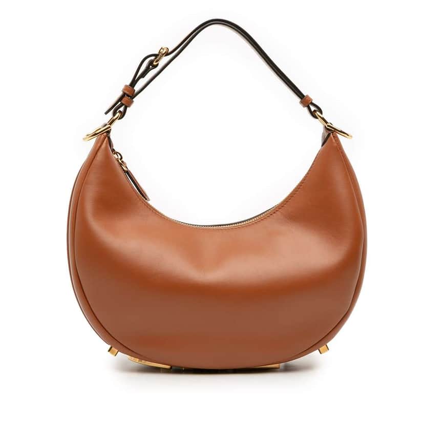 Fendi Small Leather Fendigraphy Hobo Brown Leather Very good condition - Front View