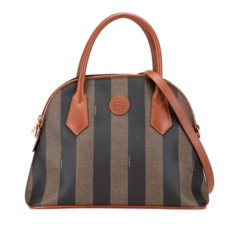 Fendi Pequin Coated Canvas Dome Satchel Brown Canvas Good condition - Front View