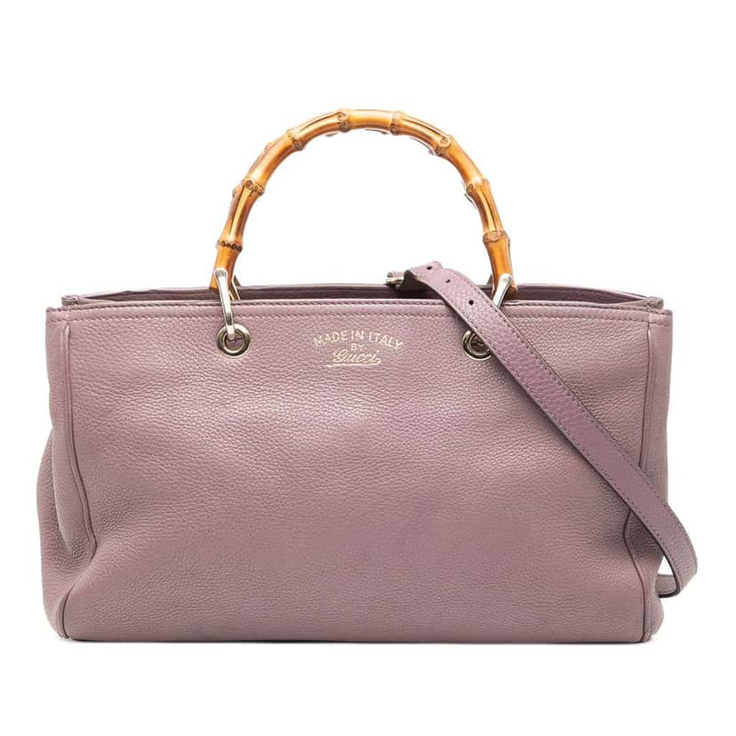 Gucci Medium Calfskin Bamboo Shopper Satchel Pink Leather Very good condition - Front View