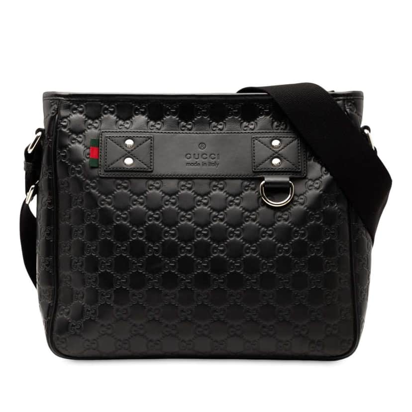 Gucci Guccissima Web Crossbody Black Leather Good condition - Front View