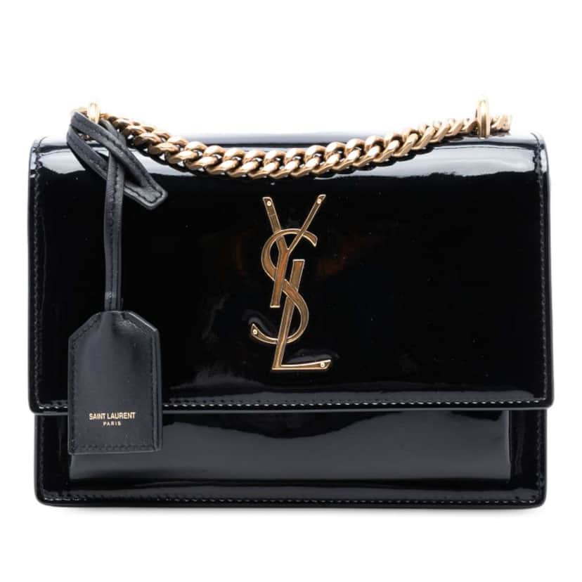 Saint Laurent Small Patent Monogram Sunset Crossbody Black Leather Good condition - Front View