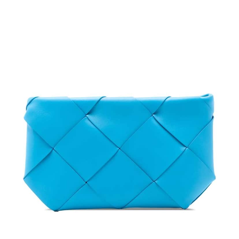 Bottega Veneta Nappa Maxi Intrecciato Clutch Blue Leather Good condition - Front View
