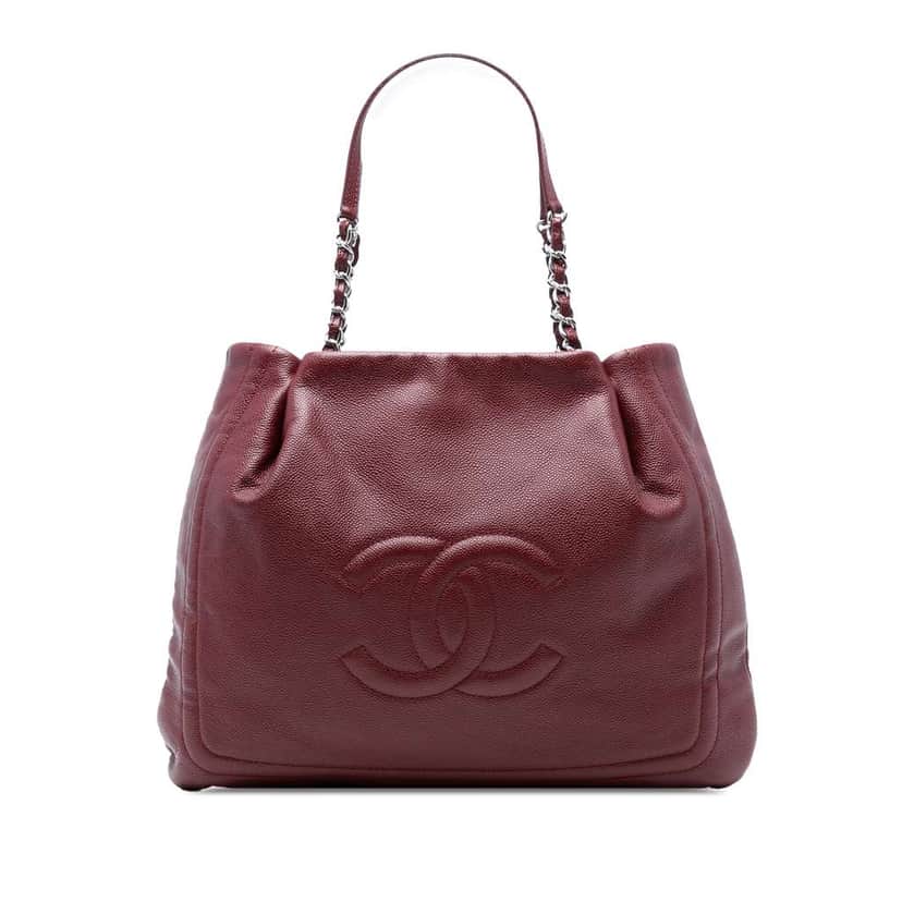 Chanel CC Caviar Tote Red Leather Good condition - Front View