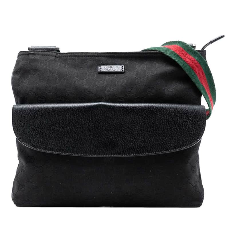 Gucci GG Canvas Web Crossbody Black Canvas Very good condition - Front View