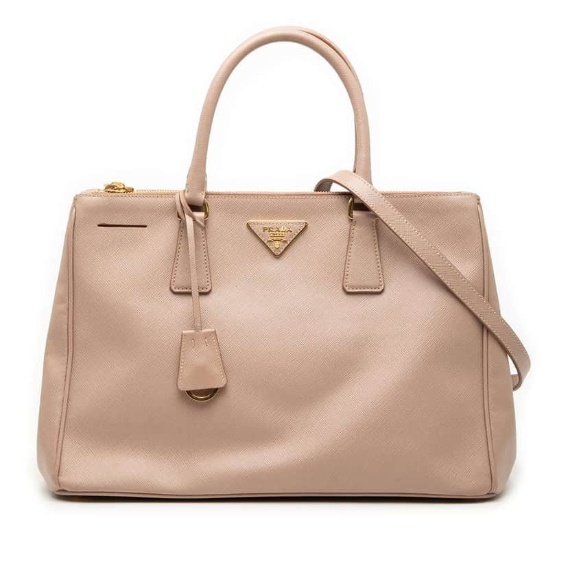 Prada Medium Saffiano Lux Galleria Double Zip Satchel Brown Leather Good condition - Front View
