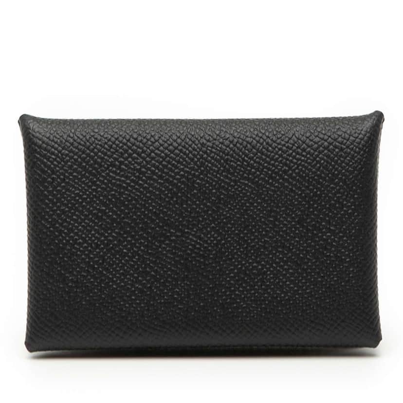 Hermès Epsom Calvi Card Holder Black Leather Good condition - Front View