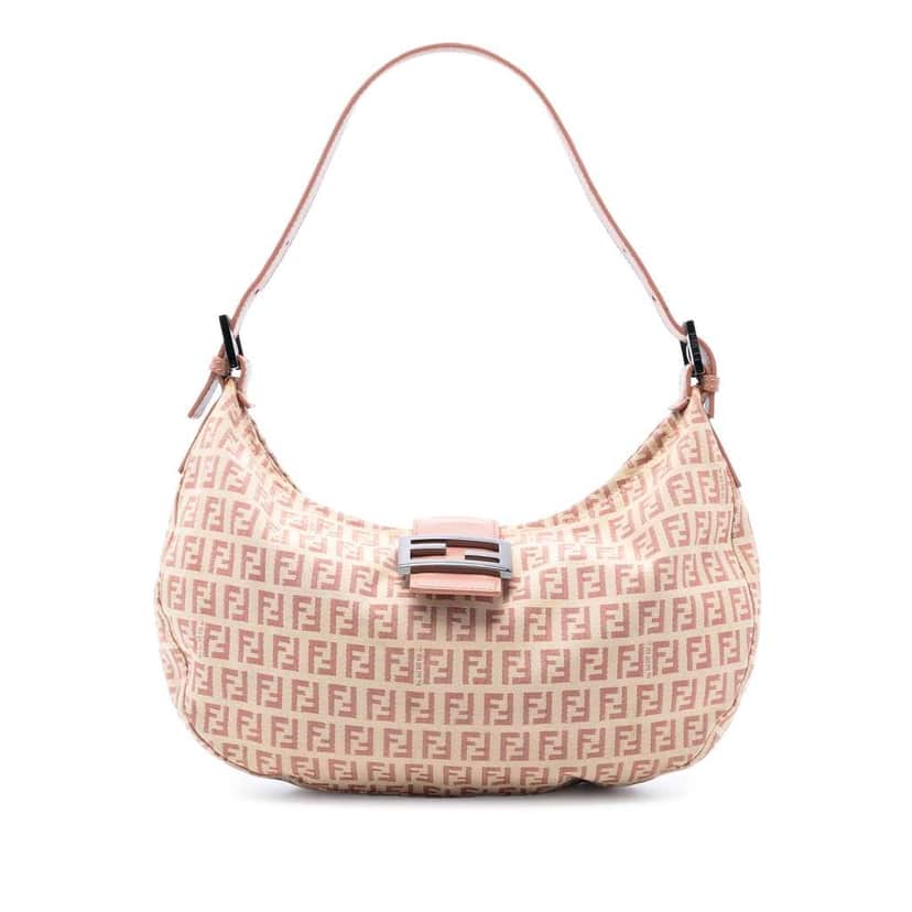 Fendi Zucchino Canvas Shoulder Bag Brown Canvas Good condition - Front View