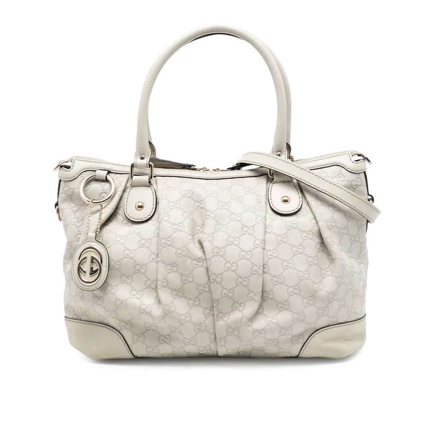 Gucci Guccissima Sukey Satchel White Leather Good condition - Front View