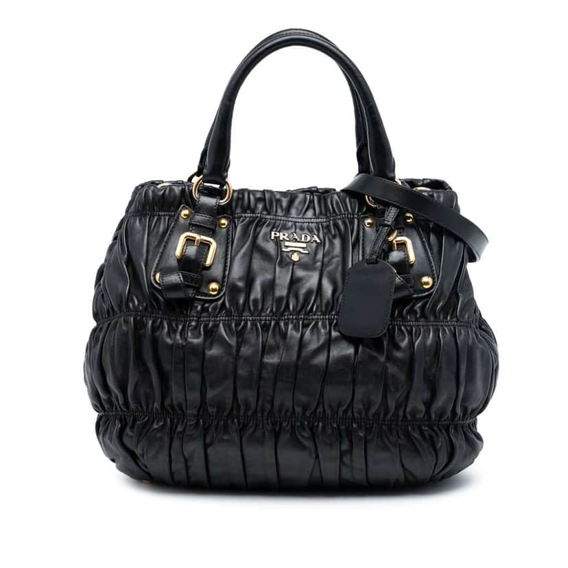 Prada Nappa Gaufre Satchel Black Leather Good condition - Front View