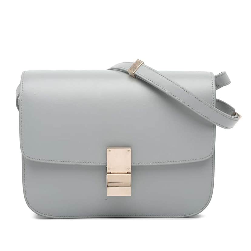Celine Medium Liege Calfskin Classic Box Grey Leather Good condition - Front View